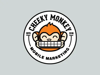 Cheeky Monkey badge brand identity cheeky cheesy circle logo monkey smile