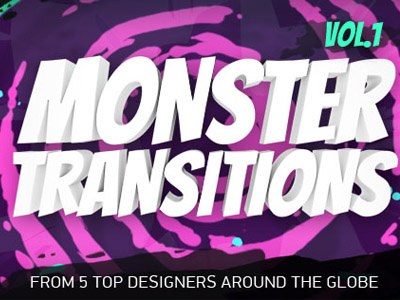 Monster Transitions Poster AEJuice element free freebie matte monster transitions motion pack promo transition transitions vector