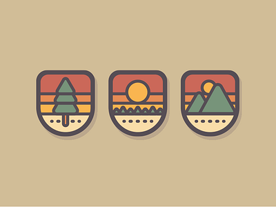 Nature Badges icon nature patch retro thick lines tree vintage