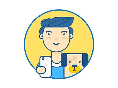 Self-Timer color design dog illustration line me self timer