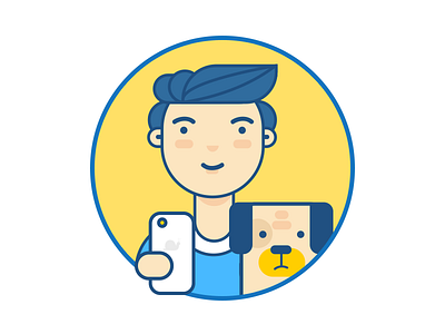 Self-Timer color design dog illustration line me self timer