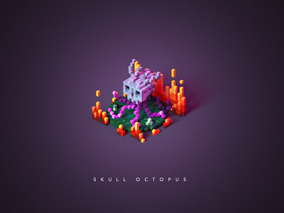 Skull Octopus 3d lowpoly magicavoxel octopus pixel skull voxel