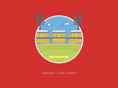 Chepauk Cricket Stadium chennai color cricket csk flat illustration india ipl sailesh sports stadium stroke
