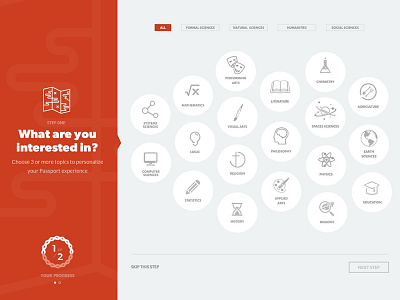 Onboarding: Interests Selection bubbles interests onboard onboarding selection steps