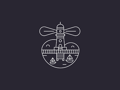 Lighthouse design flat illustration lighthouse line ship vector