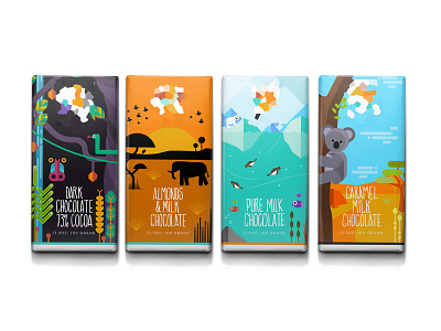 Chocolate bars - Vibrant baboon bars chocolate elephants illustration koala nevada packaging penguins reno