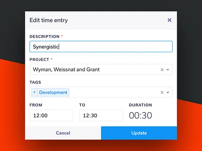 Edit time entry admin app dashboard freelance modal platform timer web app