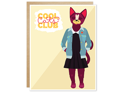 Cool Cats Club Greeting Card anthropomorphic card cat cats cool cat hearts illustration malz palz