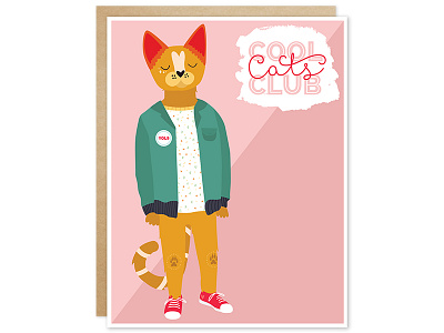 Cool Cats Club Greeting Card anthropomorphic card cat cats greeting card hearts hipster illustration malz palz