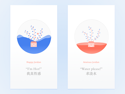 "Anxious Jordan" - remind lazy people to water plants interaction design ui visual design