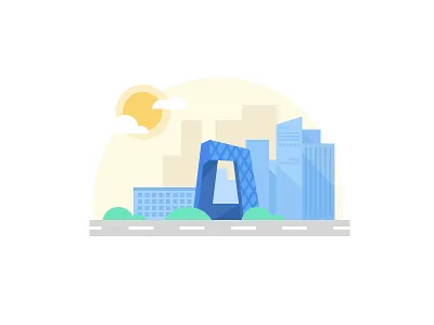 Beijing beijing building illustration road tree