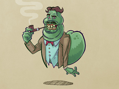 A slimer and a gentleman character gentleman illustration slimer