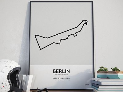 2016 Berlin Half Marathon course print berlin framed germany gray half lines marathon print poster running vector