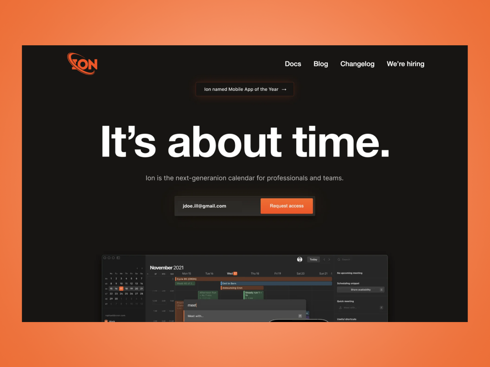 Ion Calendar Landing Page by Luchesse on Dribbble
