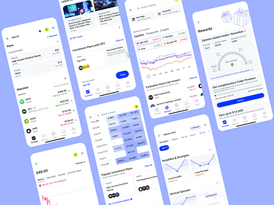 Stock Discovery & Investment Mobile App analytics app design bonuses chart data visualization design finance news investment market data market trend news feed screen premium account real time data stock stock tracking trading ui ui design ux uxui