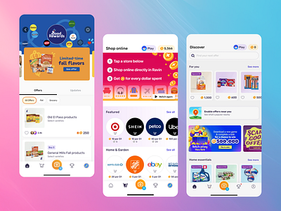 Gamified Shopping App Design colorful design e commerce gamification interface design mobile app offer discovery online store playful product page promotions retail rewards shopping app shopping experience ui design user experience user interface ux design uxui