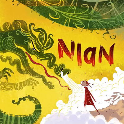 Nian Book Cover Animation – Happy Lunar New Year animation book cover character design dragon illustration mythical