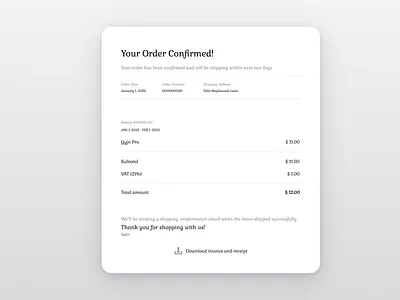 Purchase Receipt. Daily UI. Challenge #017 017 challenge cleanui dailyui dailyuichallenge design purchase receipt ui