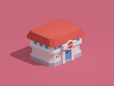 Pokecenter 3d 3d modeling blender game assets gba isometric low poly model pokecenter pokemon retro