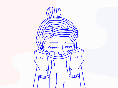 Girl blue clothes feel girl icon illustration lineal sad smell