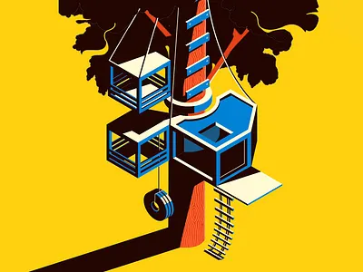 treehaus 7daystocreate extreme tire swinging illustration iso treehouse waking up with wood