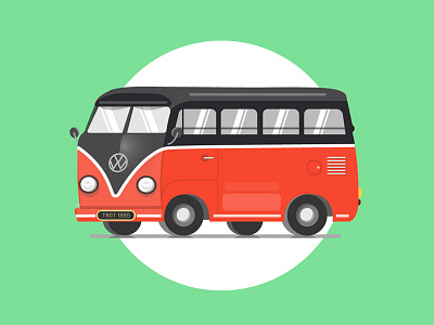 Hippie The Classic car classicmodel green hippie illustration old red shine vectordesign vintage vintagecar volkswagon