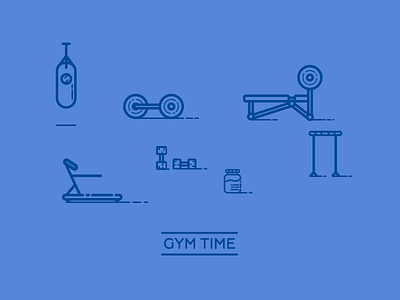 Gym Icons round 2 barbell bench benchpress dumbbells gym lifting pull up punching bag treadmill water weights workout