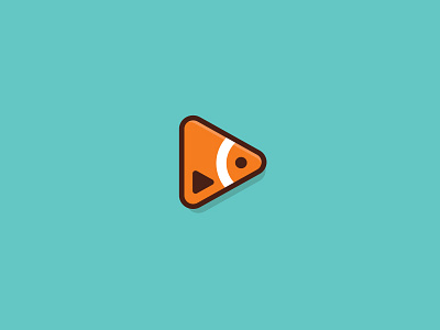 Go Fish - Play button icon clown fish cute flat icon illustration illustrator nemo ocean play button sea