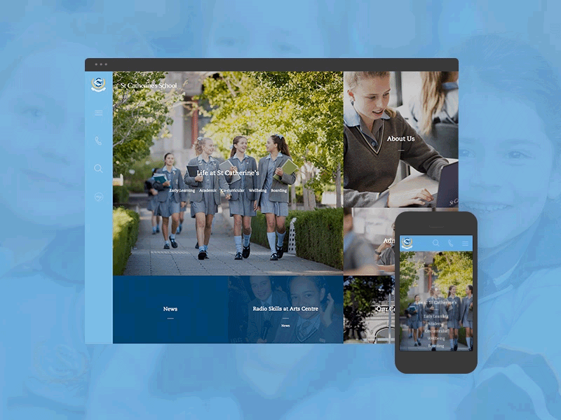 Helping St Catherines stay top of their class. branding education grid interactive interface online presence responsive web design website