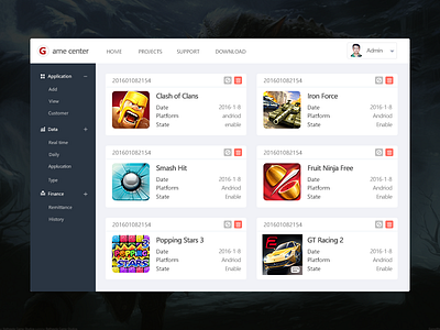 Another Interface Design admin dashboard game ui