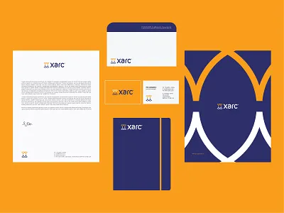 Xarc Stationary arch architect blue brands building designers developers identity startup stationary yellow yellowlove