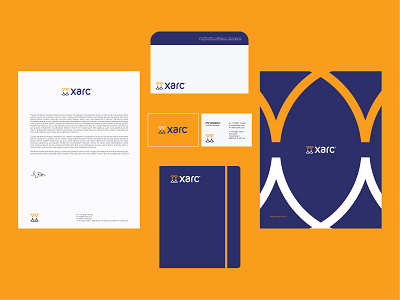 Xarc Stationary arch architect blue brands building designers developers identity startup stationary yellow yellowlove