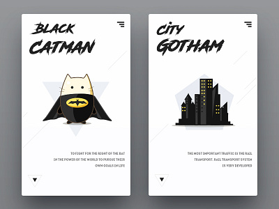Black Catman app black cards cat crate flat game interface ios minimal ui ux