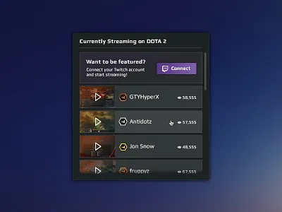 Featured streamers sidebar widget esports faceit game stream gaming match play stream streamer streaming video games video stream widget