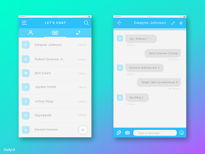 DailyUI - App Direct messaging challenge chat concept daily ui dailyui day013 direct message ui user experience ux