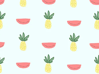 Funky Fruit block colour fruit illustration illustrator melon pineapple