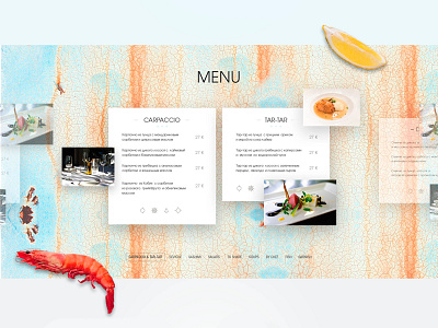 Menu page REEF Restaurant (Kiev, Ukraine) concept creative dribbble inspiration reef restaurant ui userflow ux web webdesign