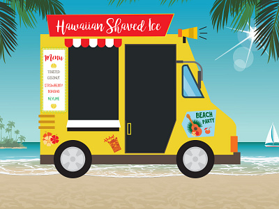 Hawaiian Shaved Ice Truck food truck hawaii ice cream illustration shaved ice summer