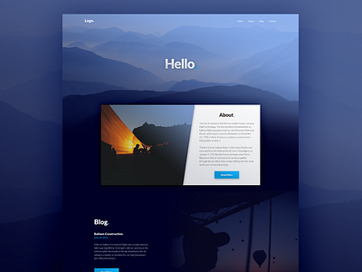 Mock Landing Page balloons card depth desktop hot air balloons landing landing page mountains shadow ui web