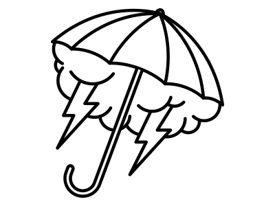 Umbrella lightning monoline storm tattoo thunder umbrella