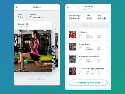 Workout Cards app cards clean fitness health ios list mobile sketchapp ux workout