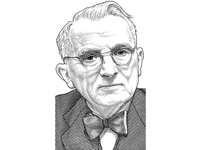 Dale Carnegie hedcut pen ink portrait stipple