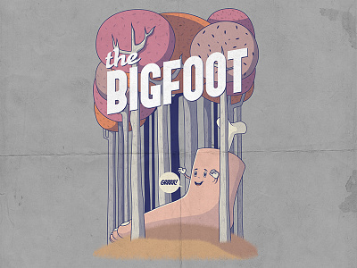 Bigfoot bigfoot character colors draw fear forest funny shirt tee trees vector vintage