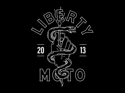 Liberty IV illustration lettering lockup moto type
