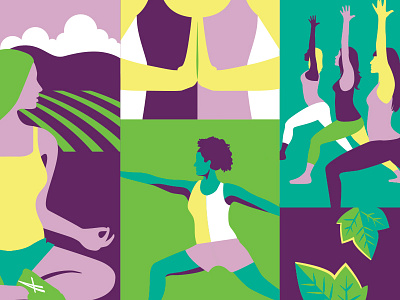 Asics Yoga Poster colorful illustration poses simplicity yoga