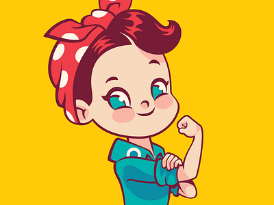 We Can Do It! chibi girl illustration retro