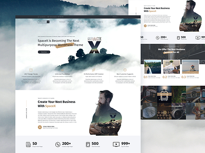 Space X clean ui modern website design themeforest design ux design website design wordpress theme design