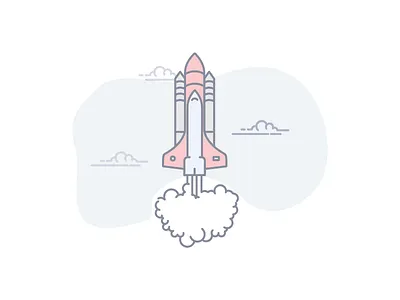 Rocket Illustration bubbles cloud fast grey launch red smoke stain white
