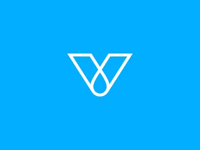 V / Droplet logo blue droplet letter logo mark minimal monogram water