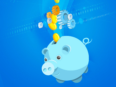 Peggy Bank blue coins deep blue gears mechanism money peggy peggybank process savings software wheels